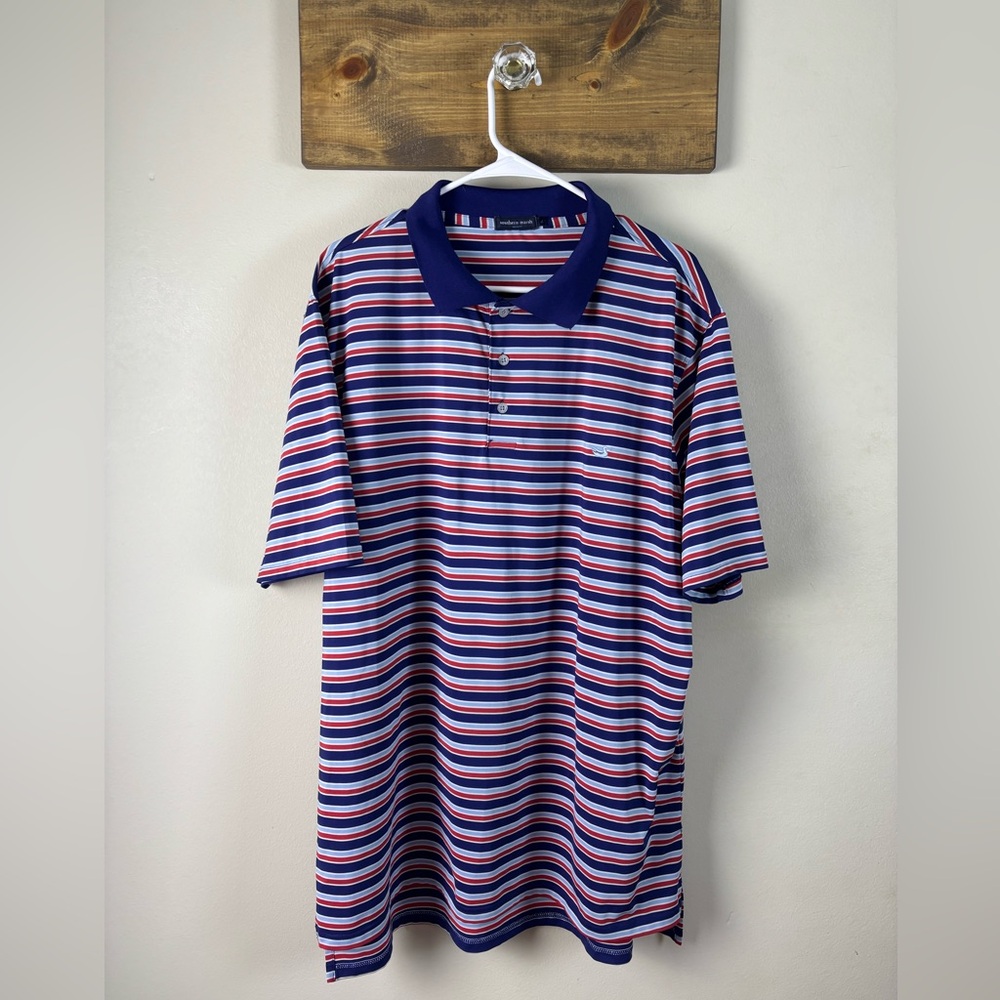 Southern marsh XL performance feel polo shirt (red, white and blue)